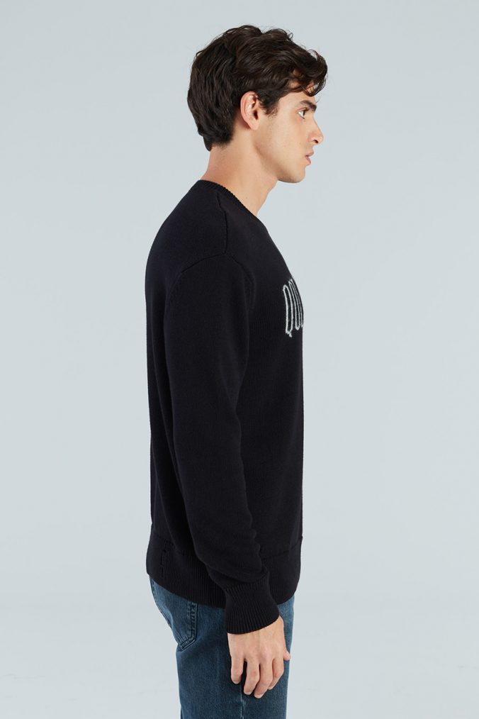 Ripped Knit Sweater – Black